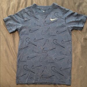 Nike Kids Navy Swoosh Pattern Tee